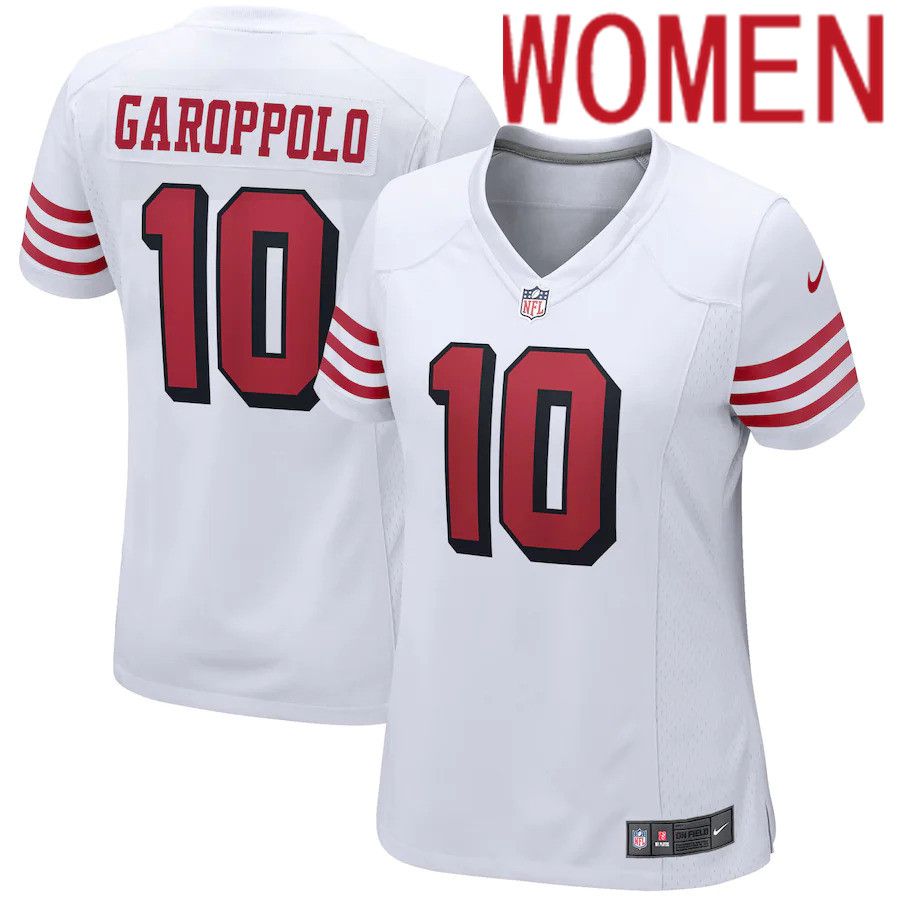 Women San Francisco 49ers #10 Jimmy Garoppolo Nike White Alternate Game Player NFL Jersey->women nfl jersey->Women Jersey
